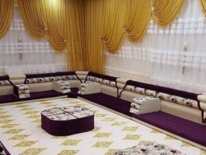 Purple and Cream Wood Detail Majlis