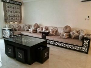 Chocolate Raised Majlis with Wood Detail