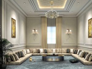 Cream Contemporary Wood Detail Majlis