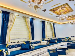 Royal Blue Wood Detail Majlis
