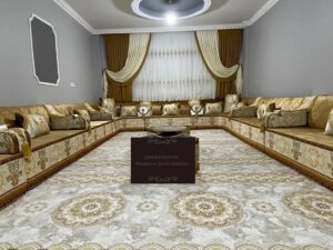 Cream Royal Carved Wood Majlis