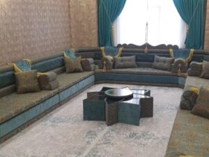 Teal and Gold Wood Trim Majlis