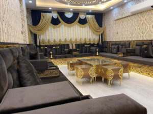 Grey and Gold Royal Wood Detail Majlis